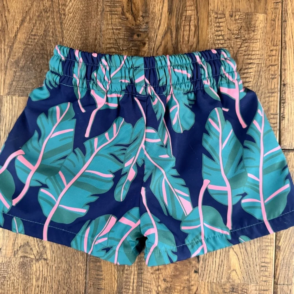 NWT Saltwater Boys Saint Simons Swim Trunks Boys Size 12 Months Navy Palms A‎